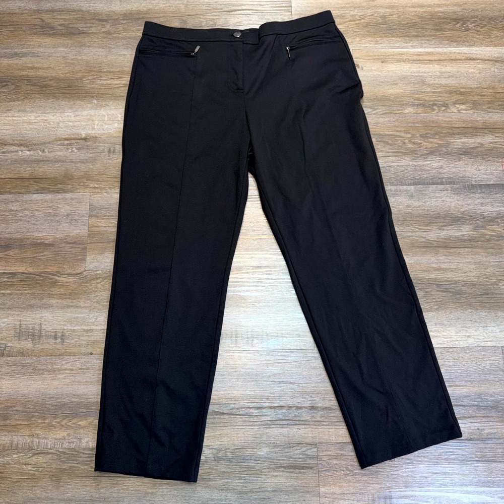 Simply Vera Vera Wang Ponte Pants Womens XL Black Mid-Rise Slim Fit Straight Leg